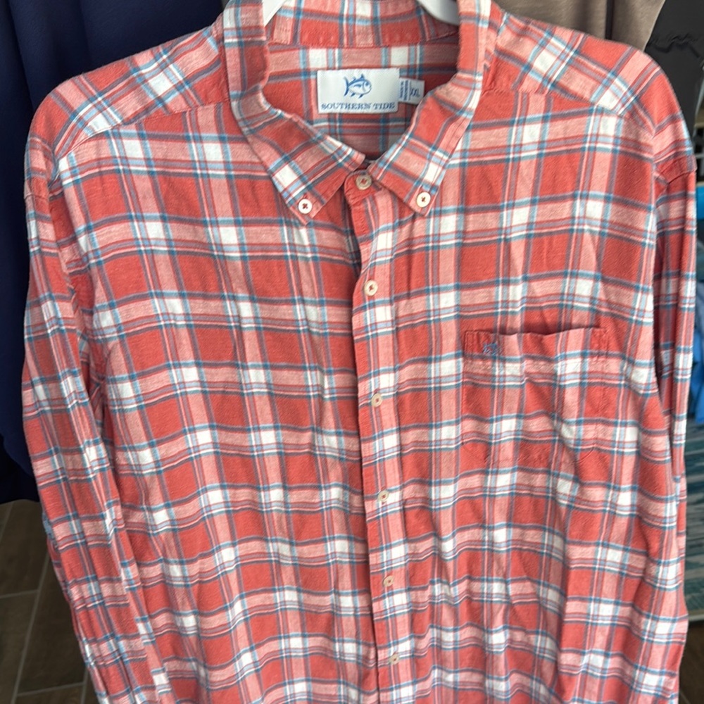 Southern Tide Men's Red Plaid Shirt XXL